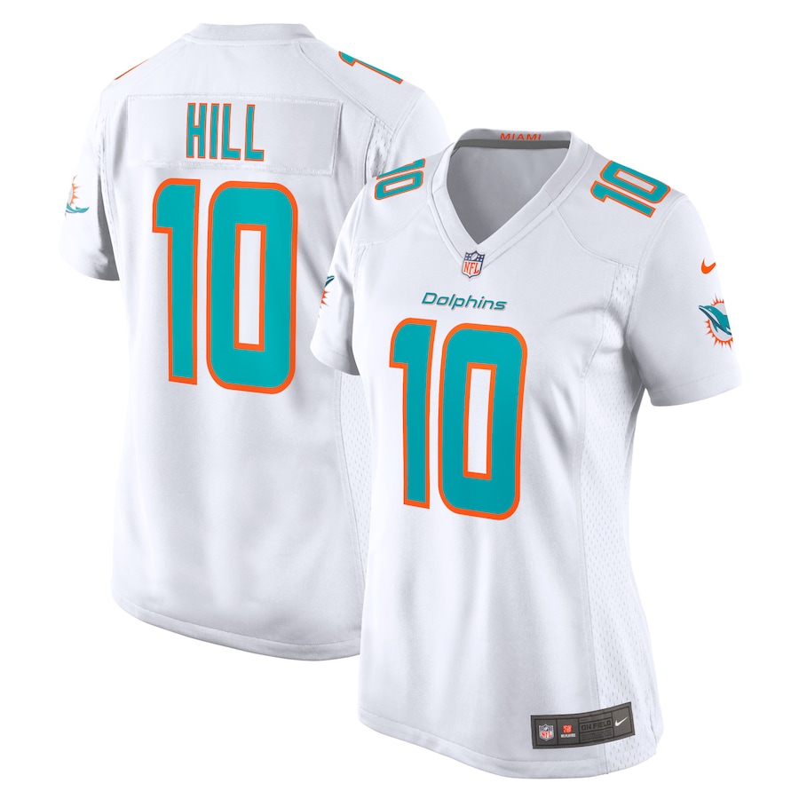 Women Miami Dolphins 10 Tyreek Hill White Game Stitched Football NFL Jerseys